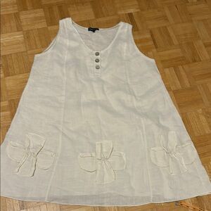 Plum Loco White Sleeveless Dress/ tunic with Button Detail NWOT